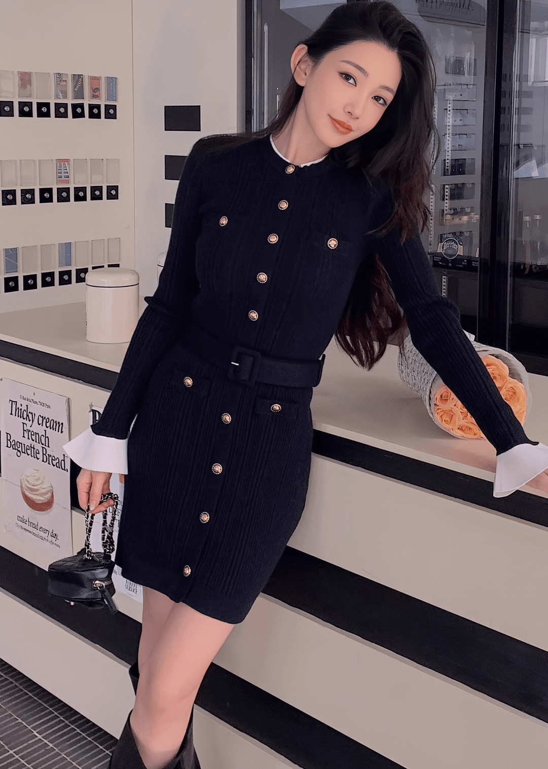 バルーンスリーブスカラップレースドレス - Vera Lumina