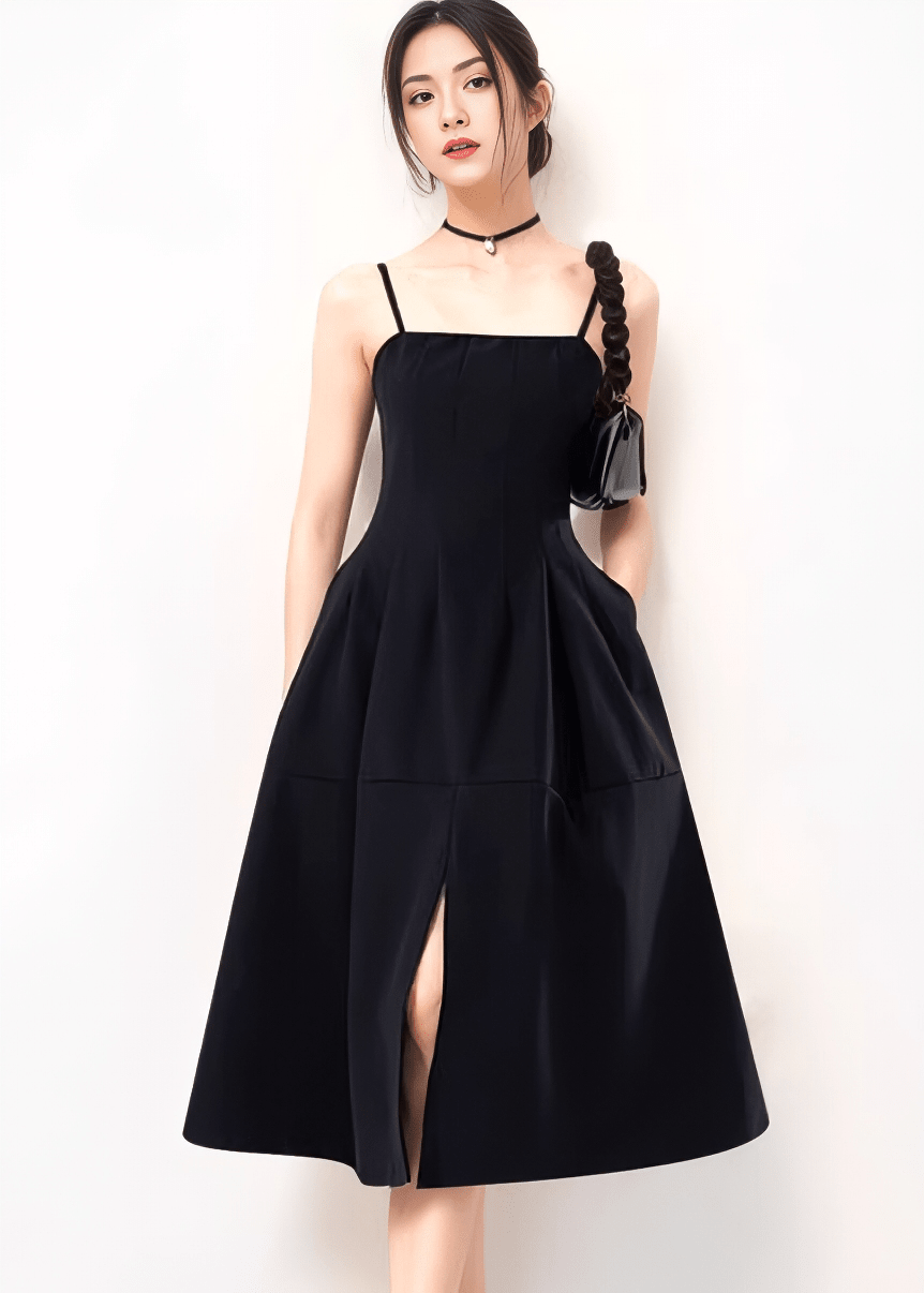 キャミソールフロントスリットフレアドレス - Vera Lumina