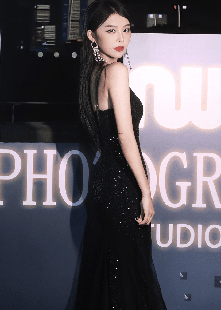 スパンコールチュールマーメイドドレス - Vera Lumina