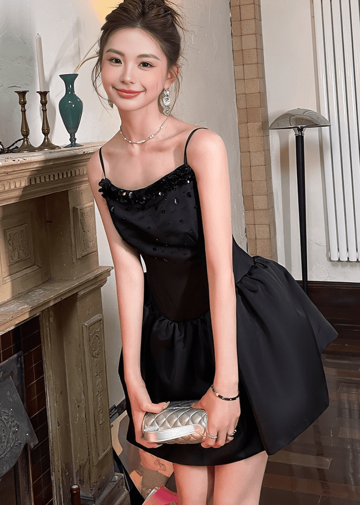 ビジューデコレーションバルーンミニドレス - Vera Lumina