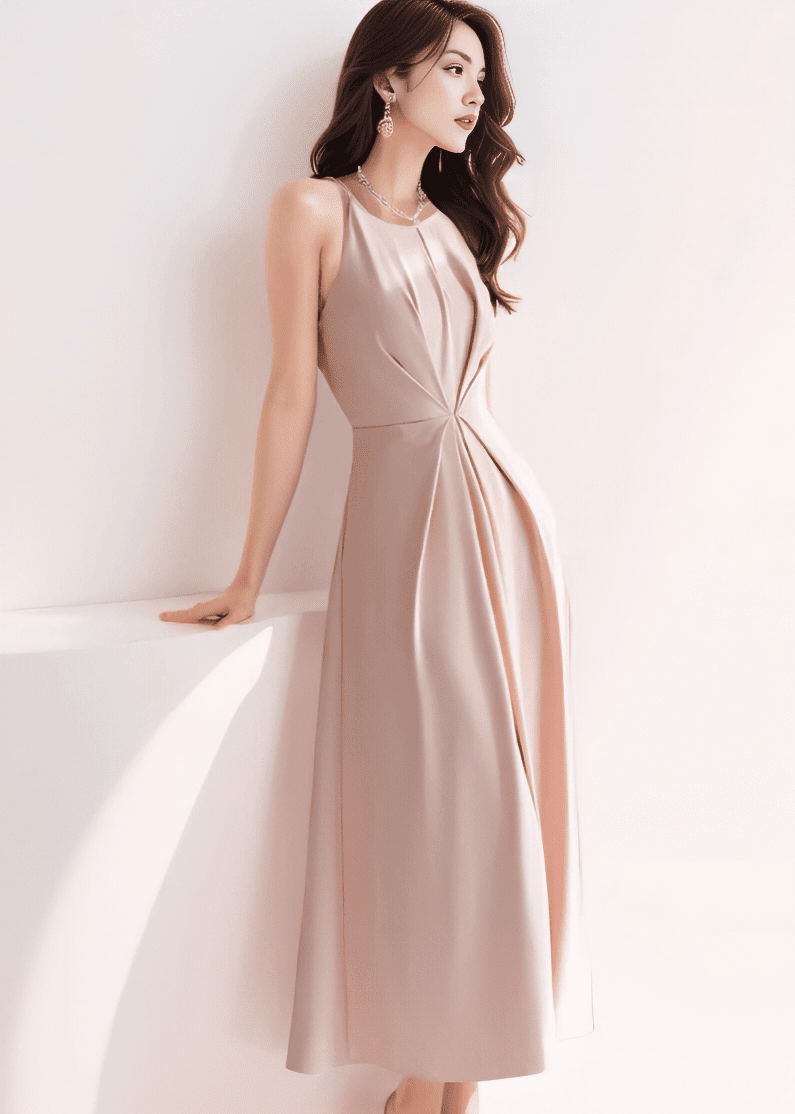 フロントツイストドレープフレアドレス - Vera Lumina