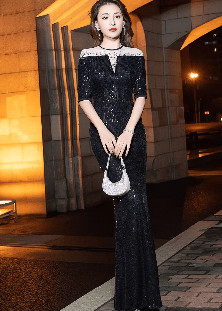 シアーヨークビジューマーメイドドレス - Vera Lumina