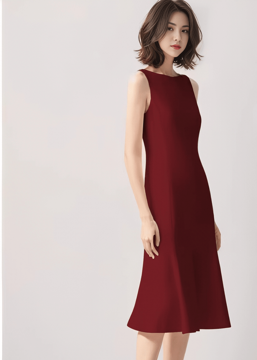 ボートネックマーメイドノースリーブワンピース - Vera Lumina