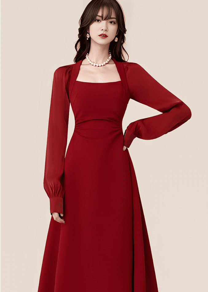 ハイツイストスクエアネックフレアドレス - Vera Lumina