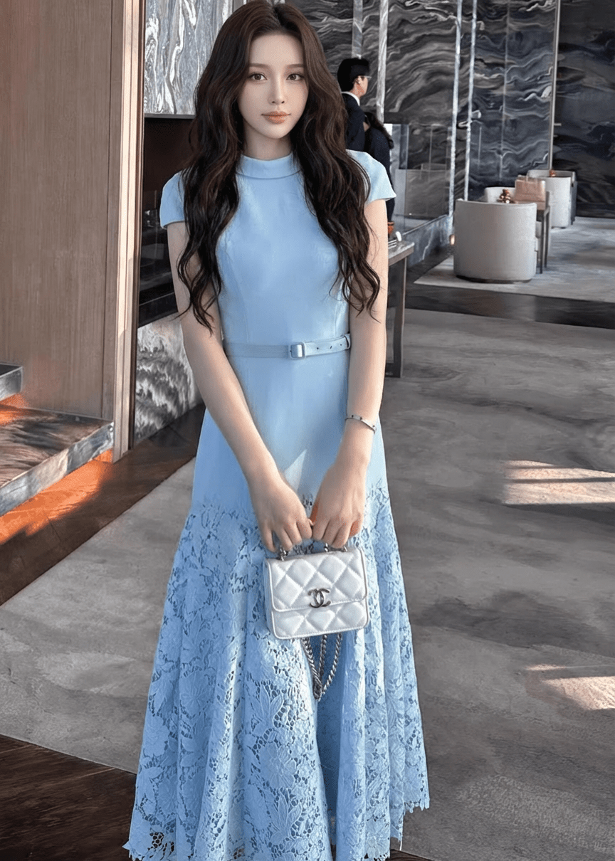 ベルトマークレースマーメイドドレス - Vera Lumina