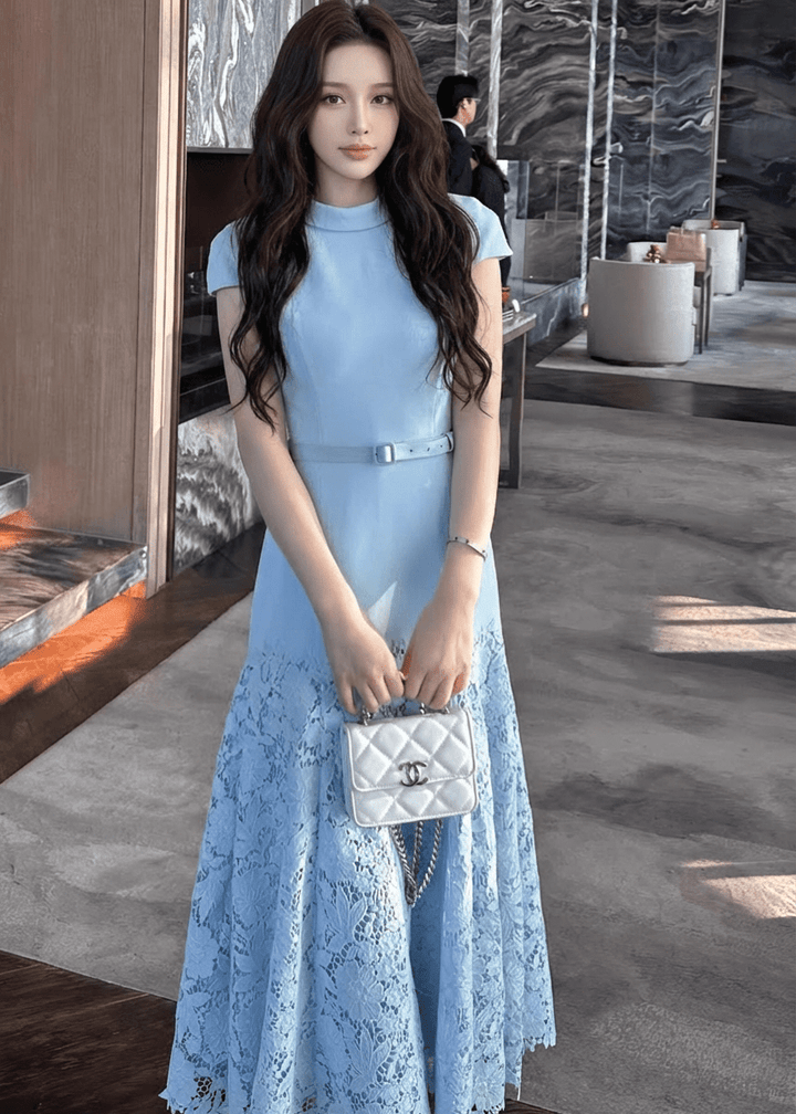 ベルトマークレースマーメイドドレス - Vera Lumina