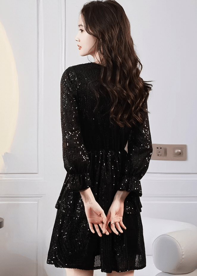 シャイニーティアードフレアミニドレス - Vera Lumina