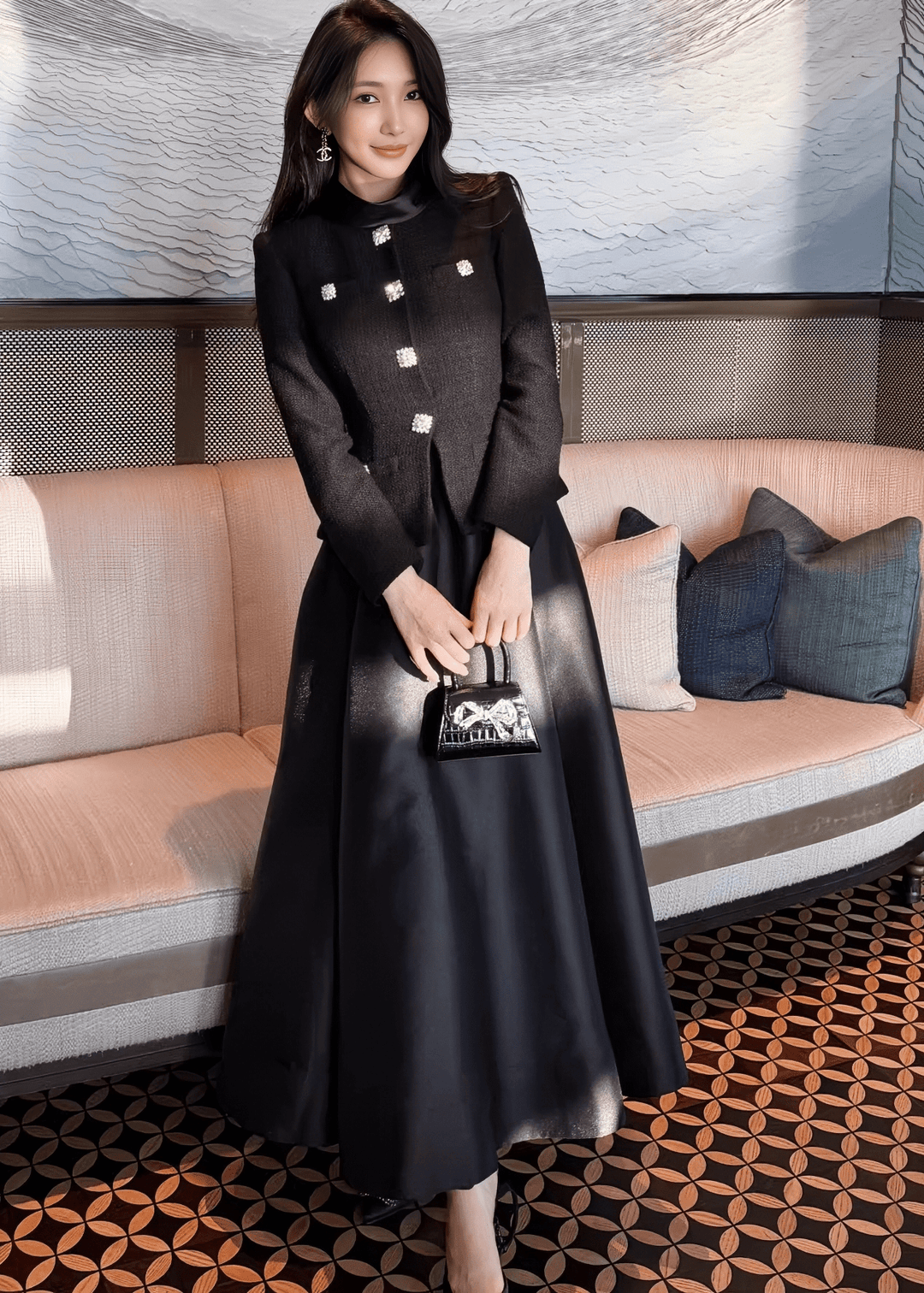 ビジューボタンベルトレースマーメイドドレス - Vera Lumina