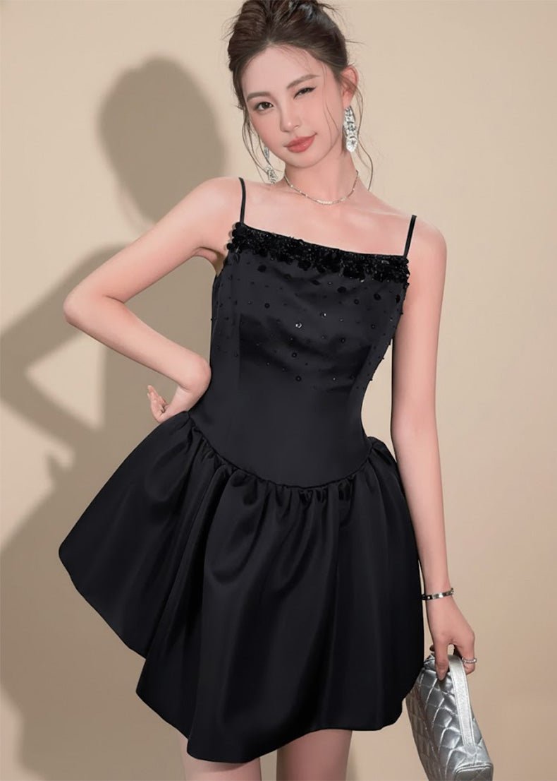 ビジューデコレーションバルーンミニドレス - Vera Lumina