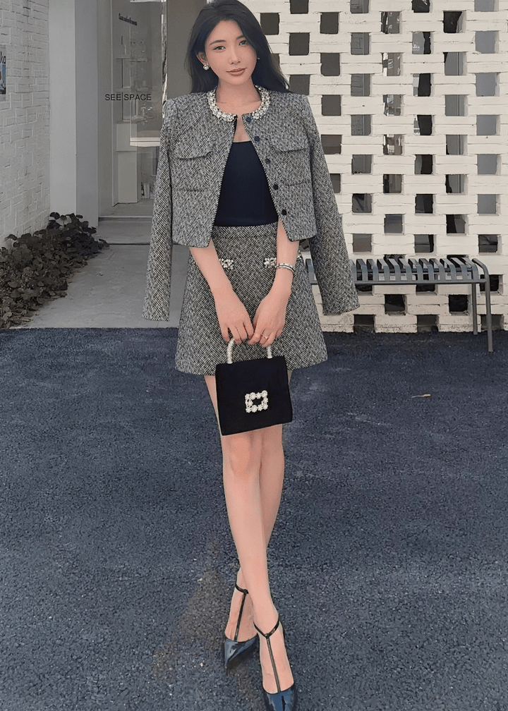 ヘリンボーンジャケット＆ポケットビジュースカート - Vera Lumina