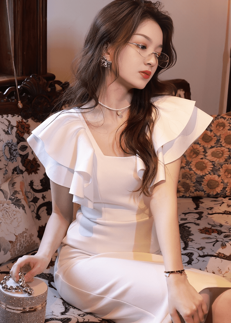 ダブルフリルスリーブタイトドレス - Vera Lumina