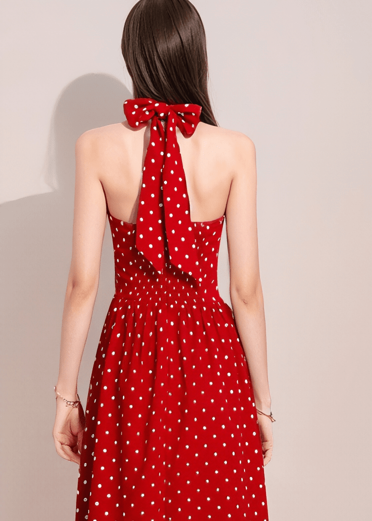 ドットホルターネックフレアワンピース - Vera Lumina