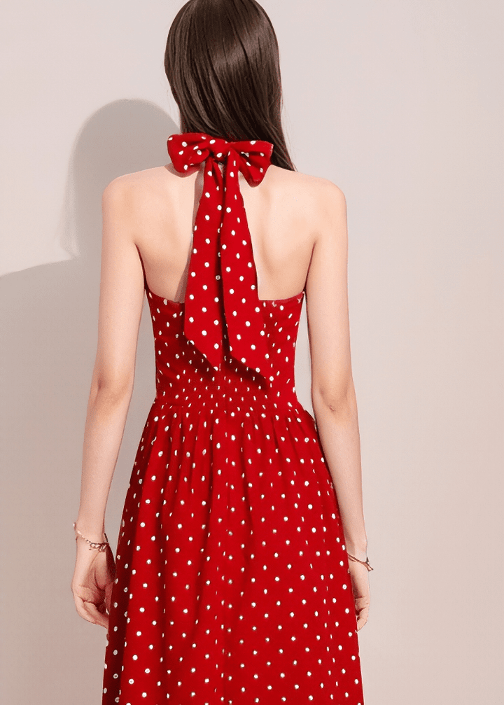 ドットホルターネックフレアワンピース - Vera Lumina
