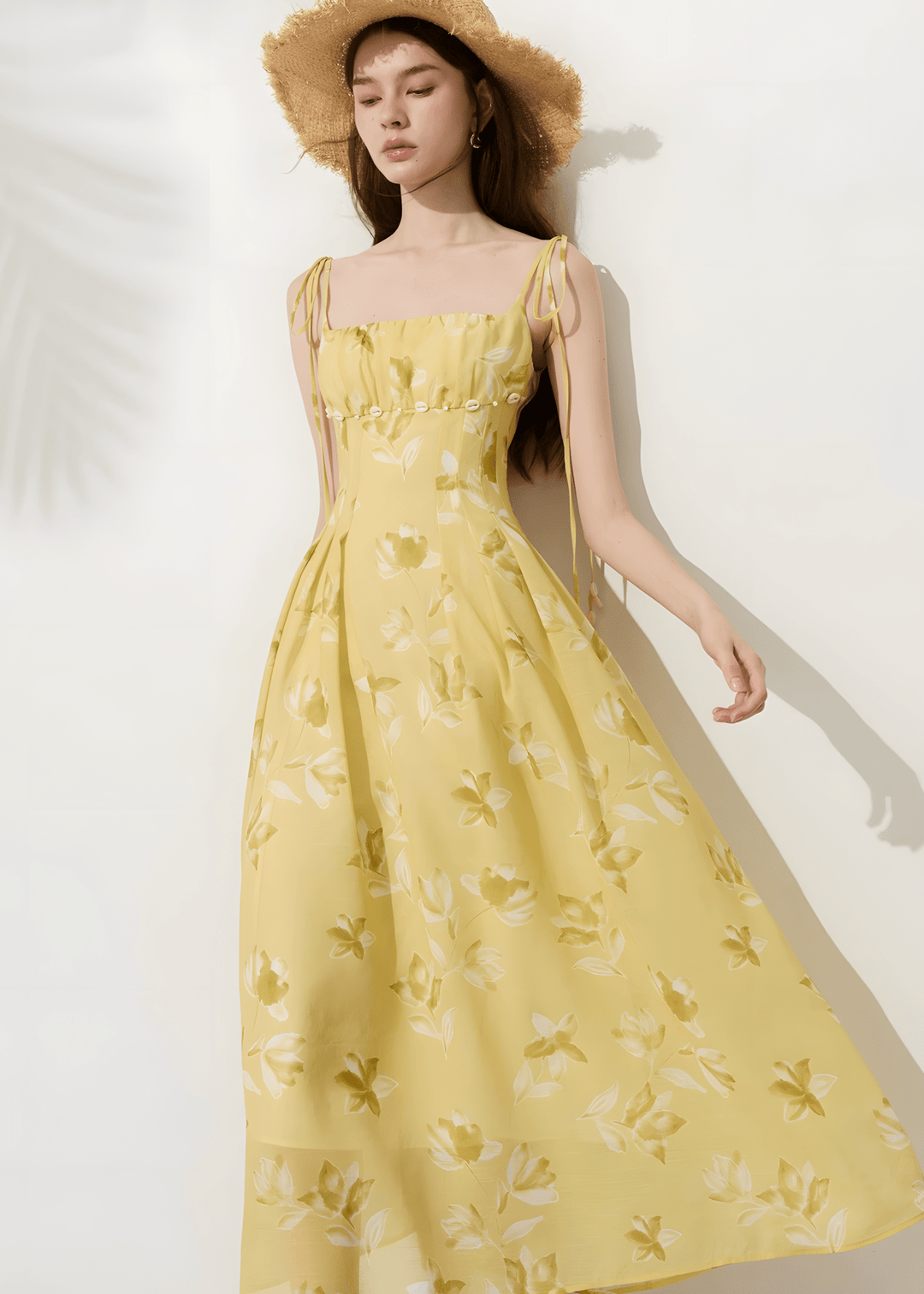 リボンタイボタニカルフレアドレス - Vera Lumina