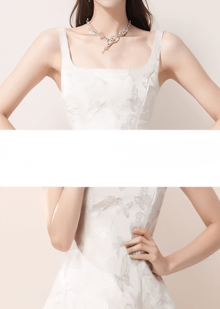 スクエアネックフラワーオーガンジードレス - Vera Lumina