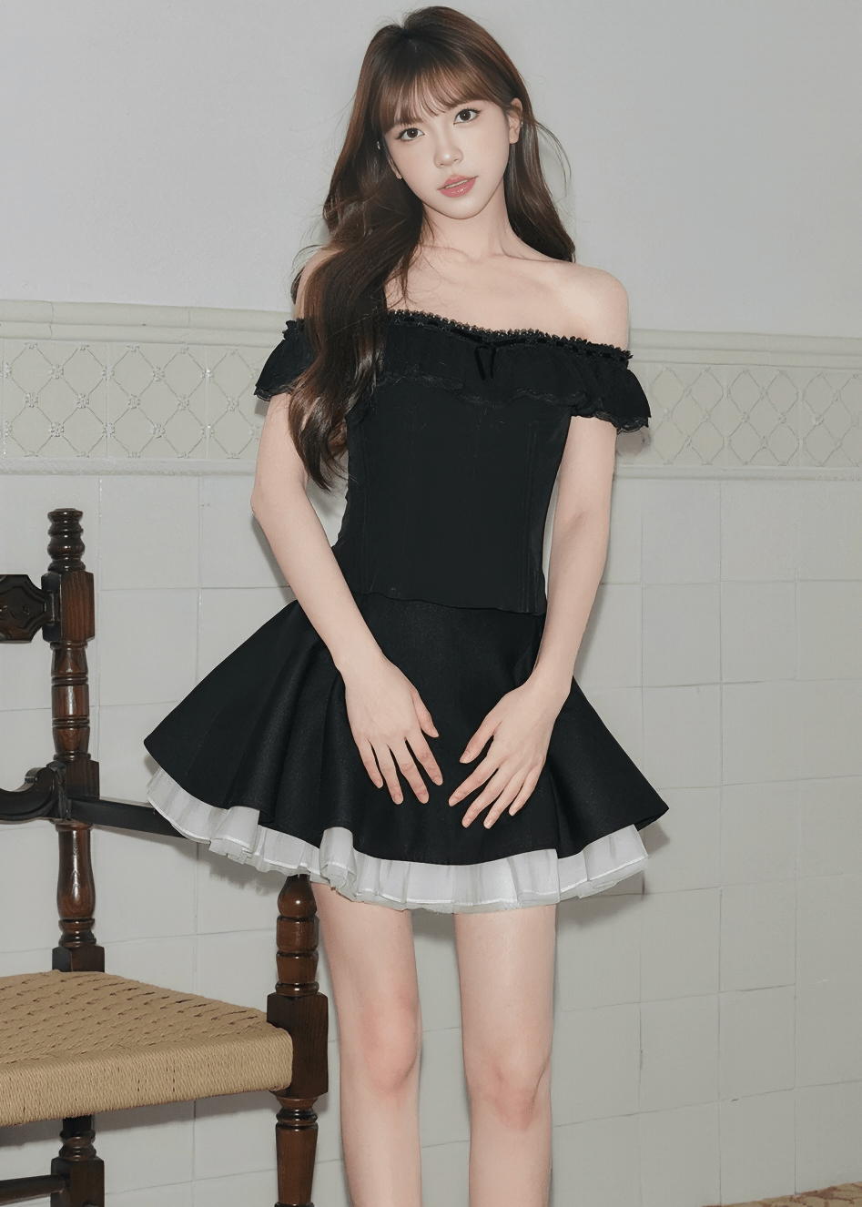 オフショルフリルリボンコルセットトップス - Vera Lumina