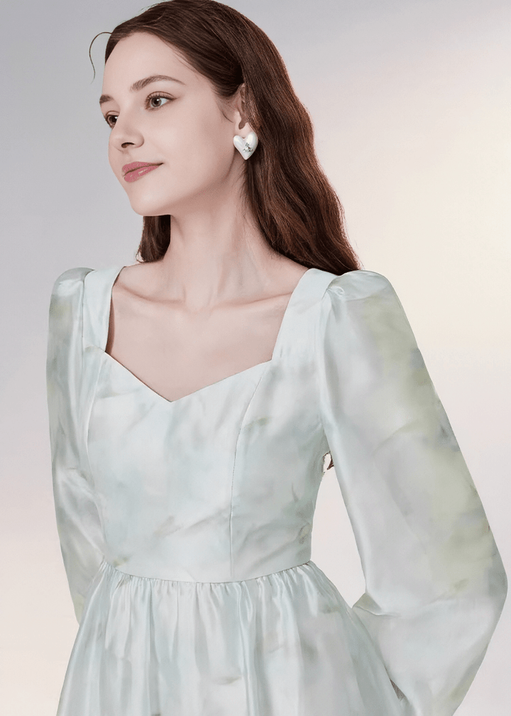 ハートネックバルーンスリーブミニドレス - Vera Lumina