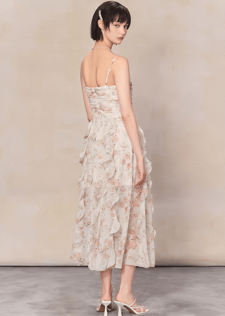 フローラルドレープキャミソールマキシドレス - Vera Lumina