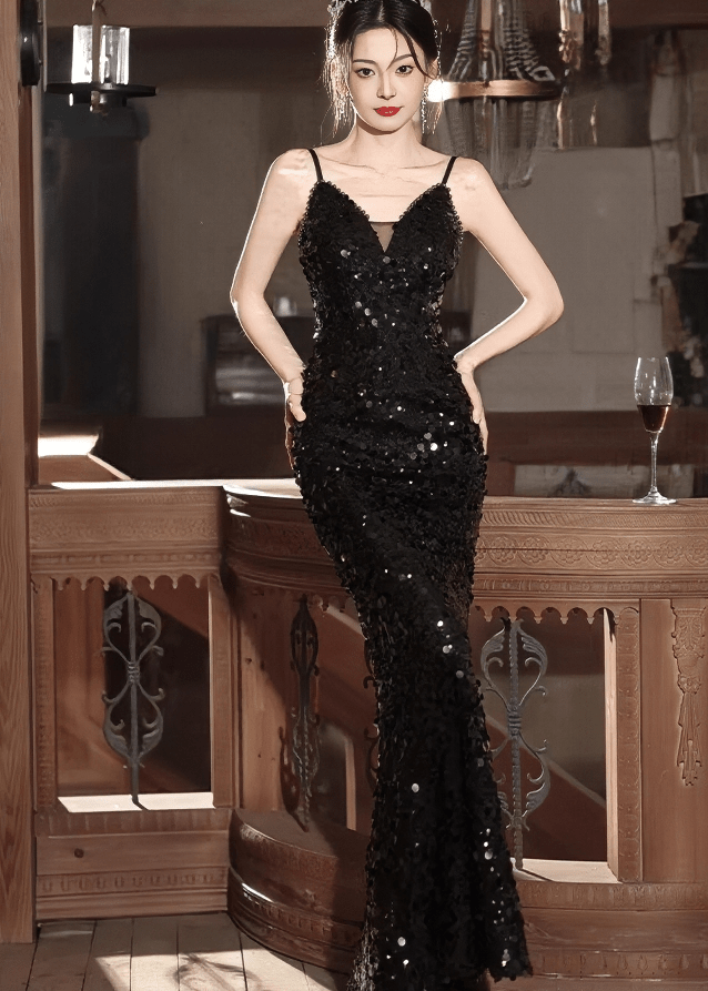 ビジューグリッタースパンコールマーメイドドレス - Vera Lumina