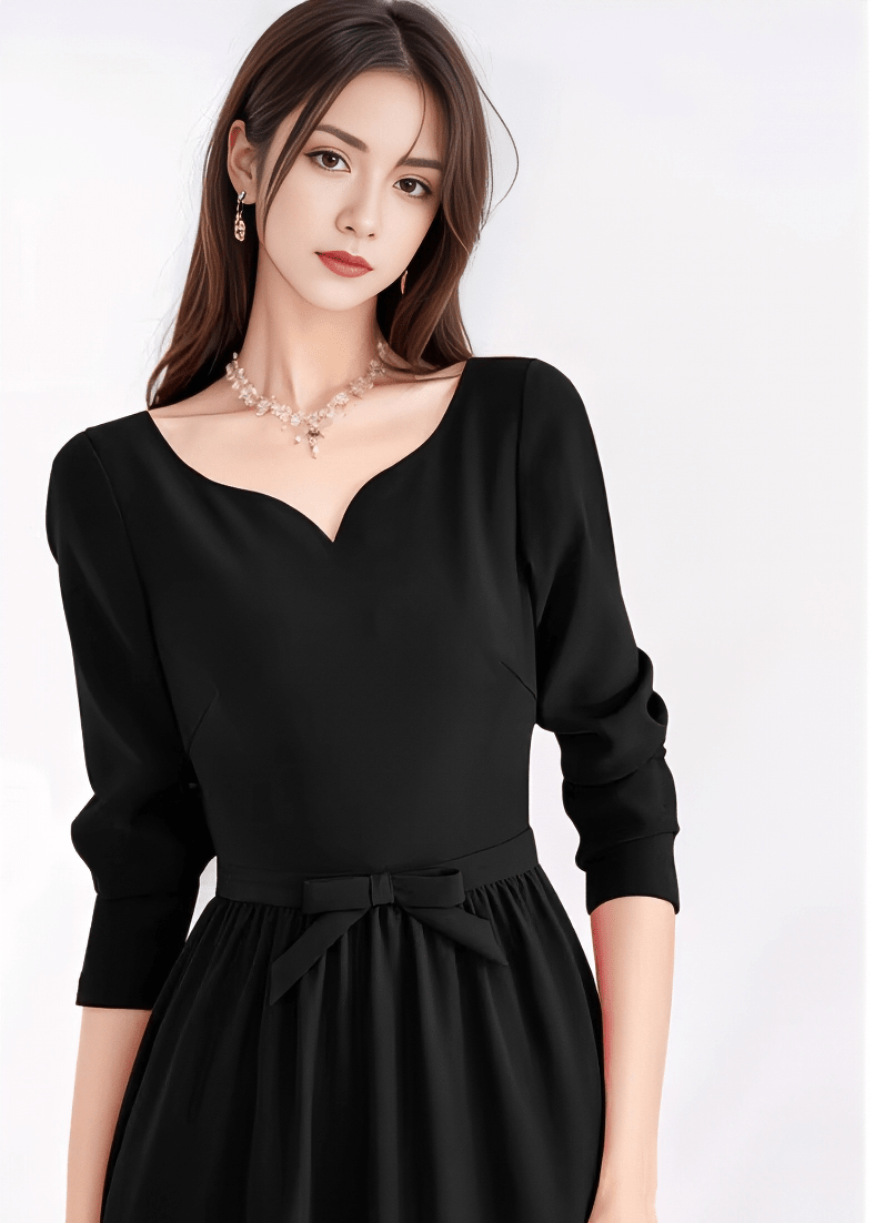 ウエストリボンパフスリーブフレアドレス - Vera Lumina