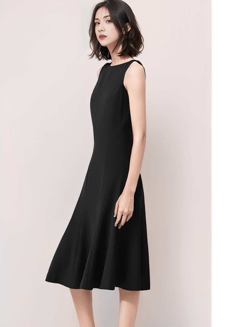 ボートネックマーメイドノースリーブワンピース - Vera Lumina