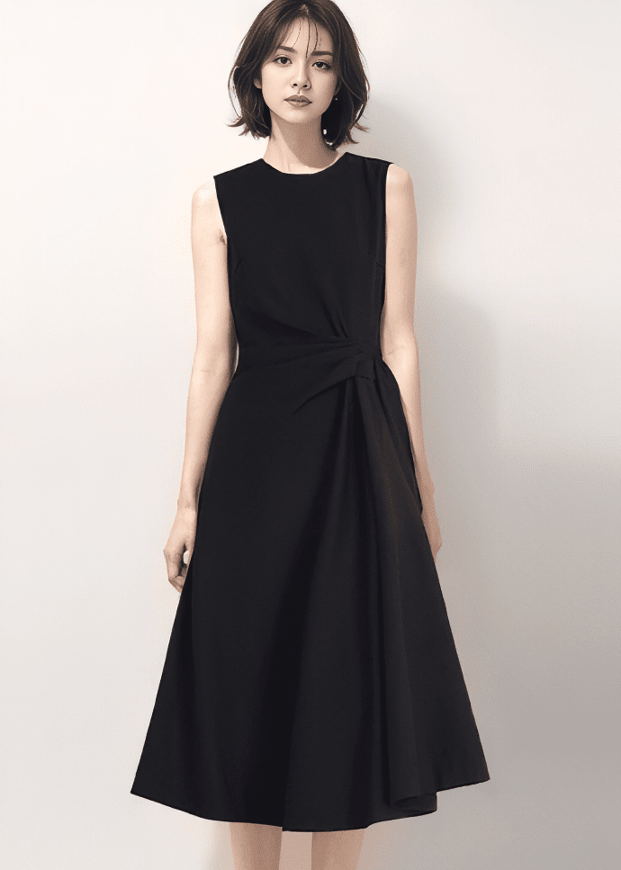 サイドツイストドレープフレアワンピース - Vera Lumina