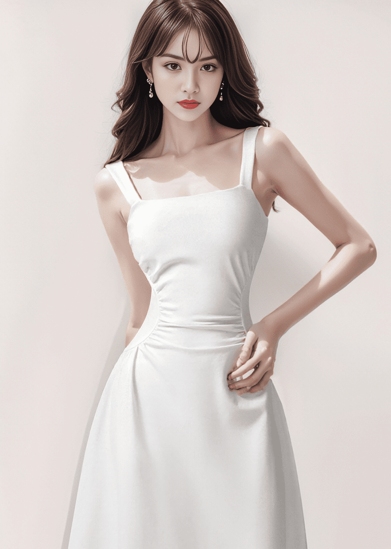 スクエアネックギャザーフレアワンピース - Vera Lumina