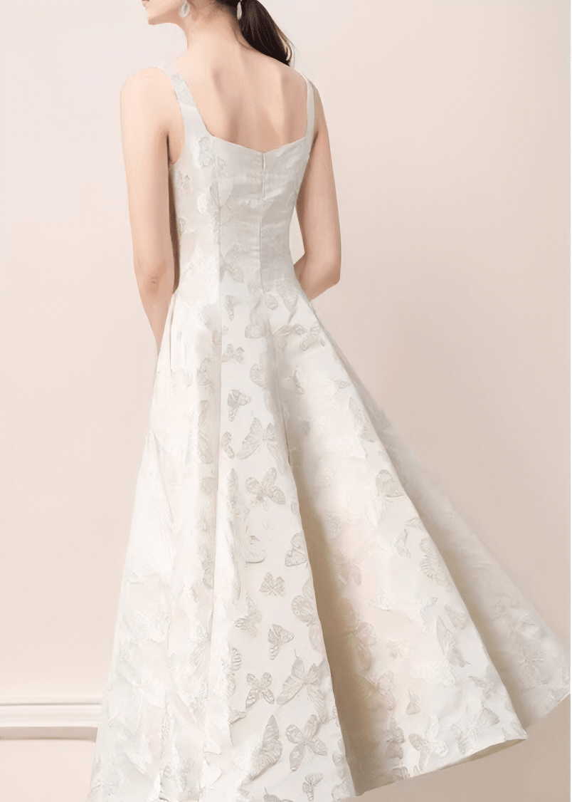 スクエアネックフラワーオーガンジードレス - Vera Lumina