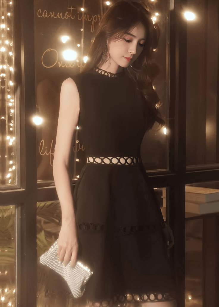 サークルカットワークティアードフレアドレス - Vera Lumina