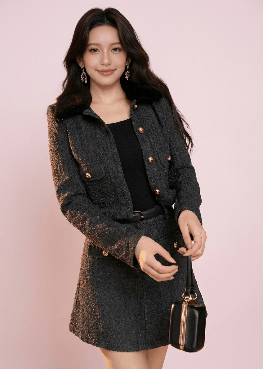 ビジューボタンツイードジャケット＆ミニスカート - Vera Lumina