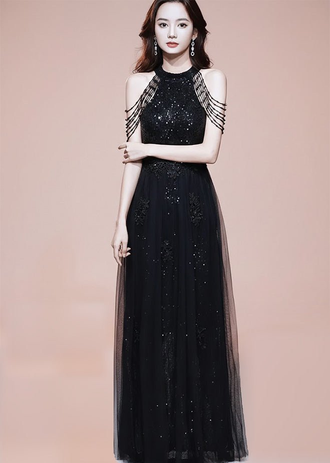 ビジューフリンジチュールマキシドレス - Vera Lumina