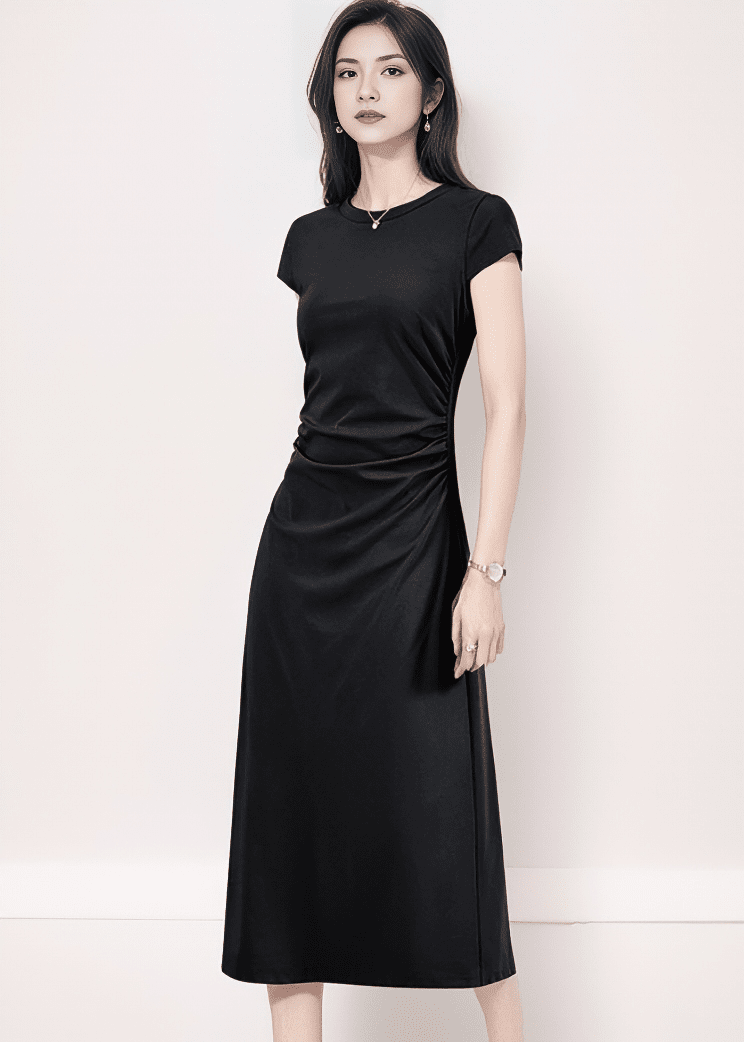 ドレープサイドギャザーマキシワンピース - Vera Lumina