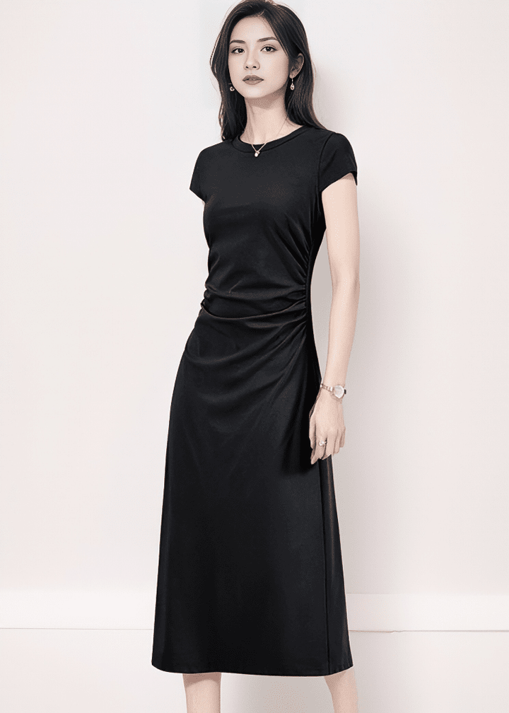 ドレープサイドギャザーマキシワンピース - Vera Lumina