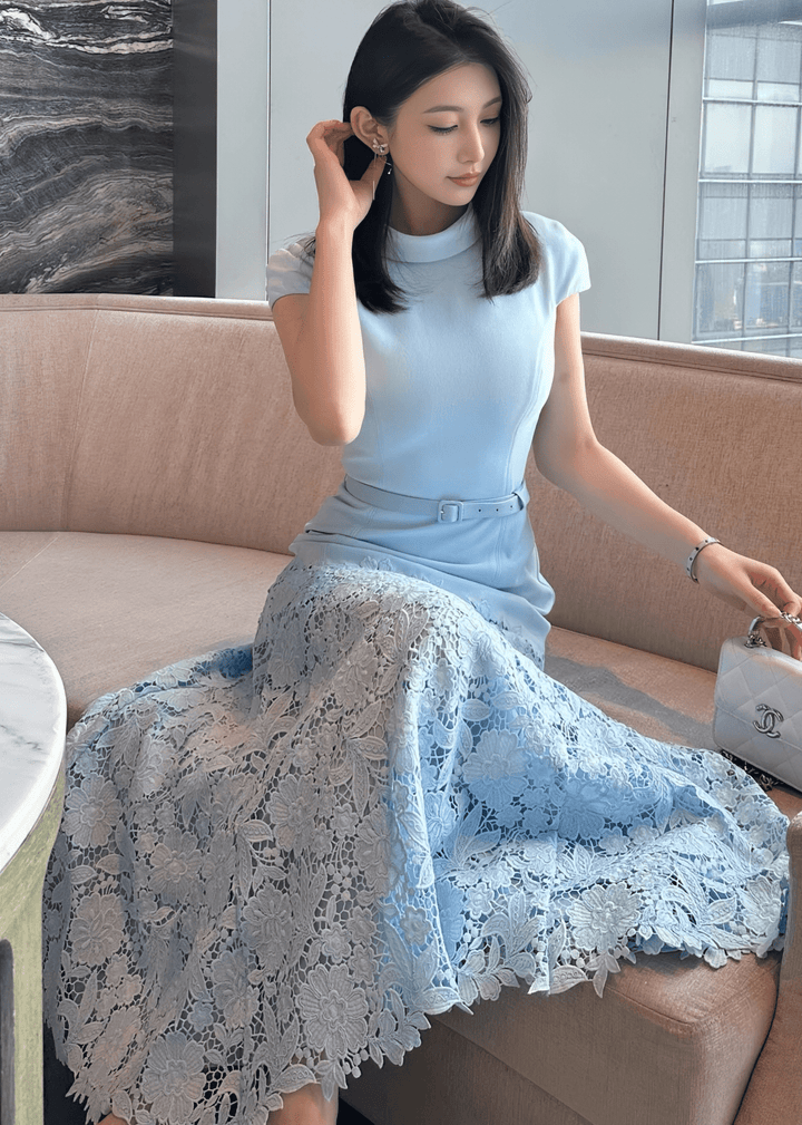 ベルトマークレースマーメイドドレス - Vera Lumina