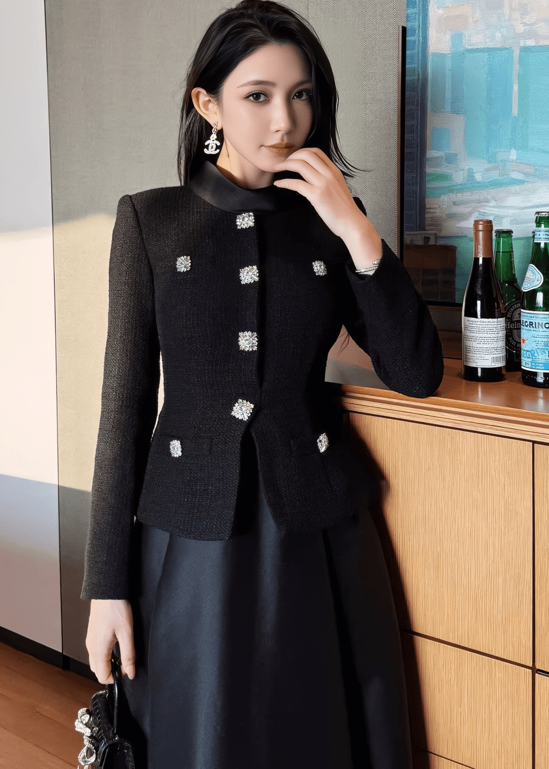 ビジューボタンベルトレースマーメイドドレス - Vera Lumina