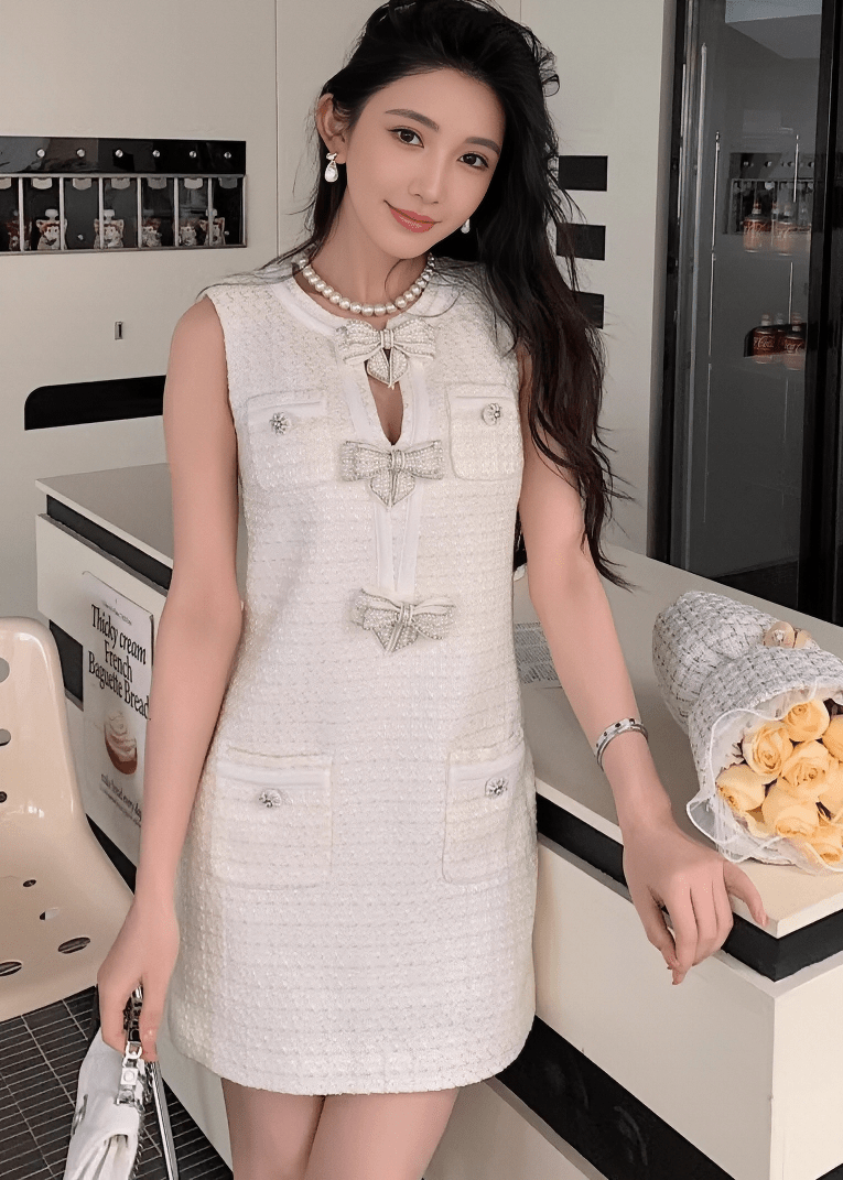 トリプルリボンフロントポケットミニドレス - Vera Lumina