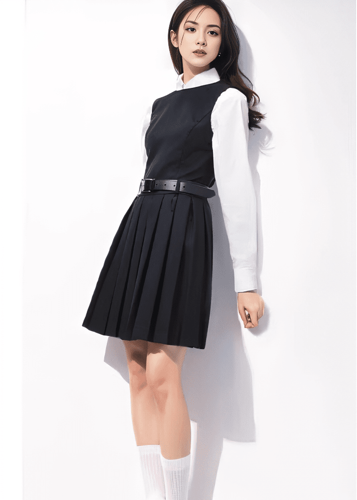 ダブルベルトプリーツフレアワンピース - Vera Lumina