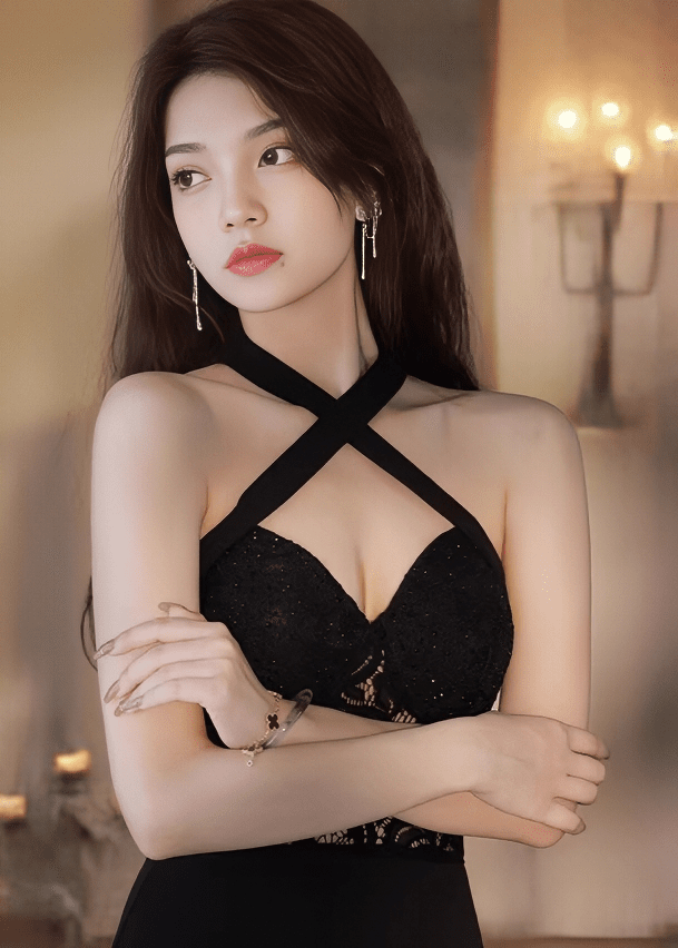 クロスストラップレースマーメイドドレス - Vera Lumina