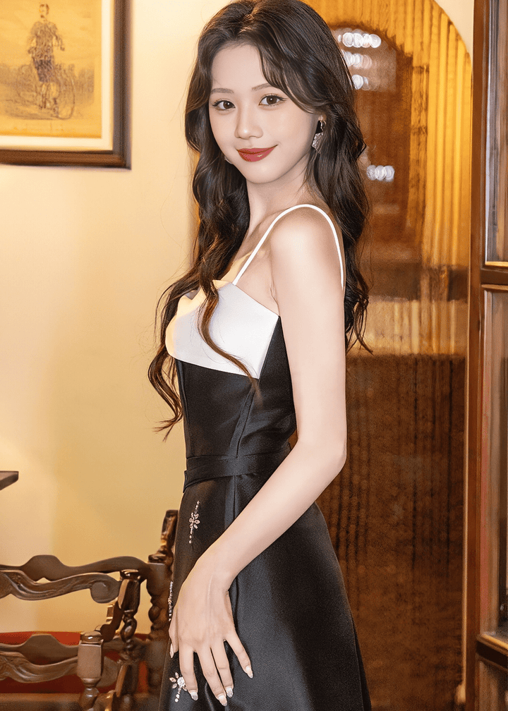 ビジューエンブロイダリーバイカラードレス - Vera Lumina