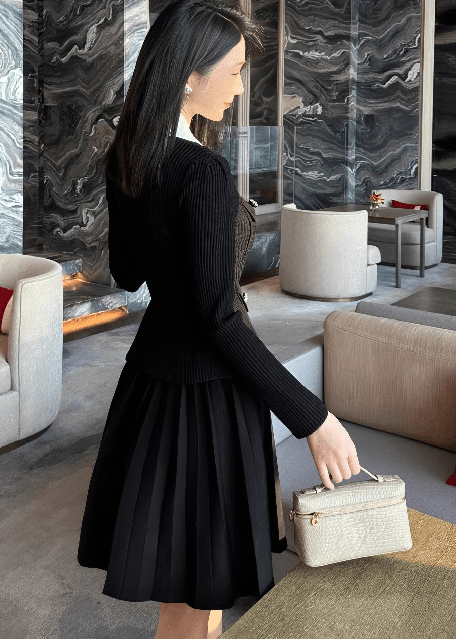 ビジューボタンバイカラーカラージャケットドレス - Vera Lumina