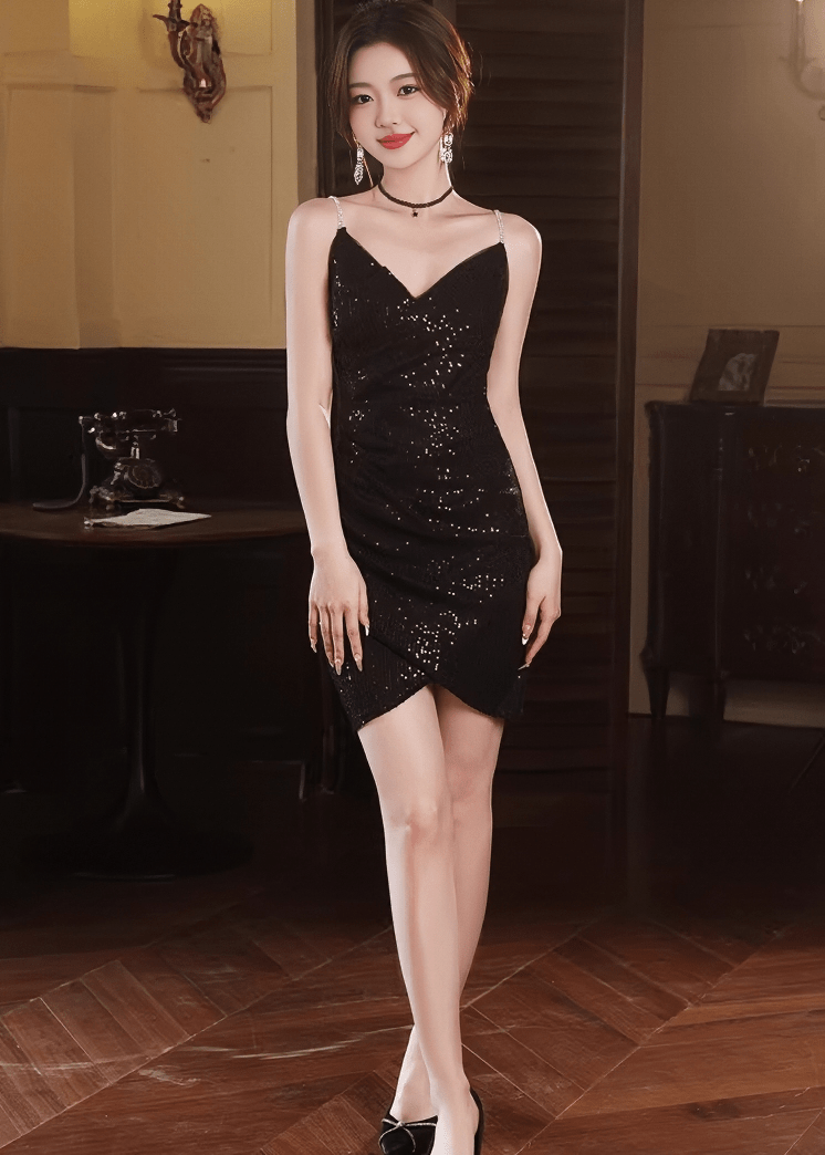 スクエアネックビジューラインマーメイドドレス - Vera Lumina