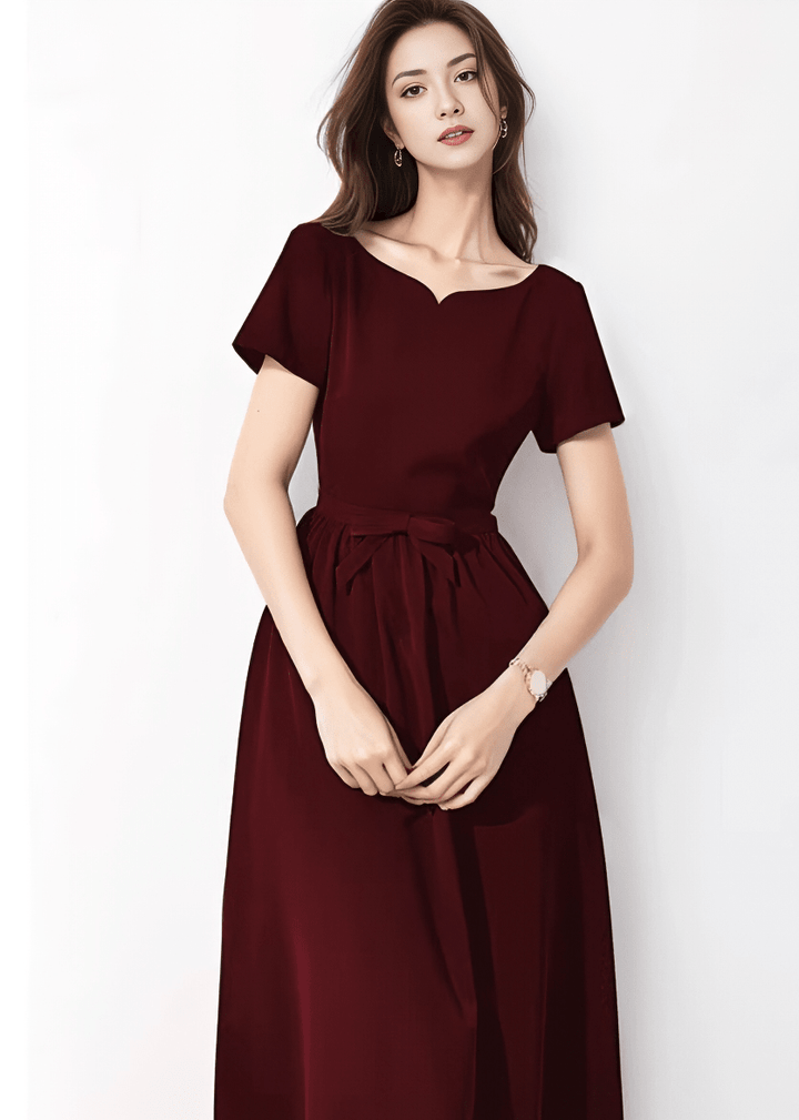 ウエストリボンノッチネックフレアドレス - Vera Lumina