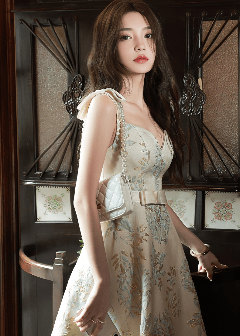 グリッターラインホルターマーメイドドレス - Vera Lumina