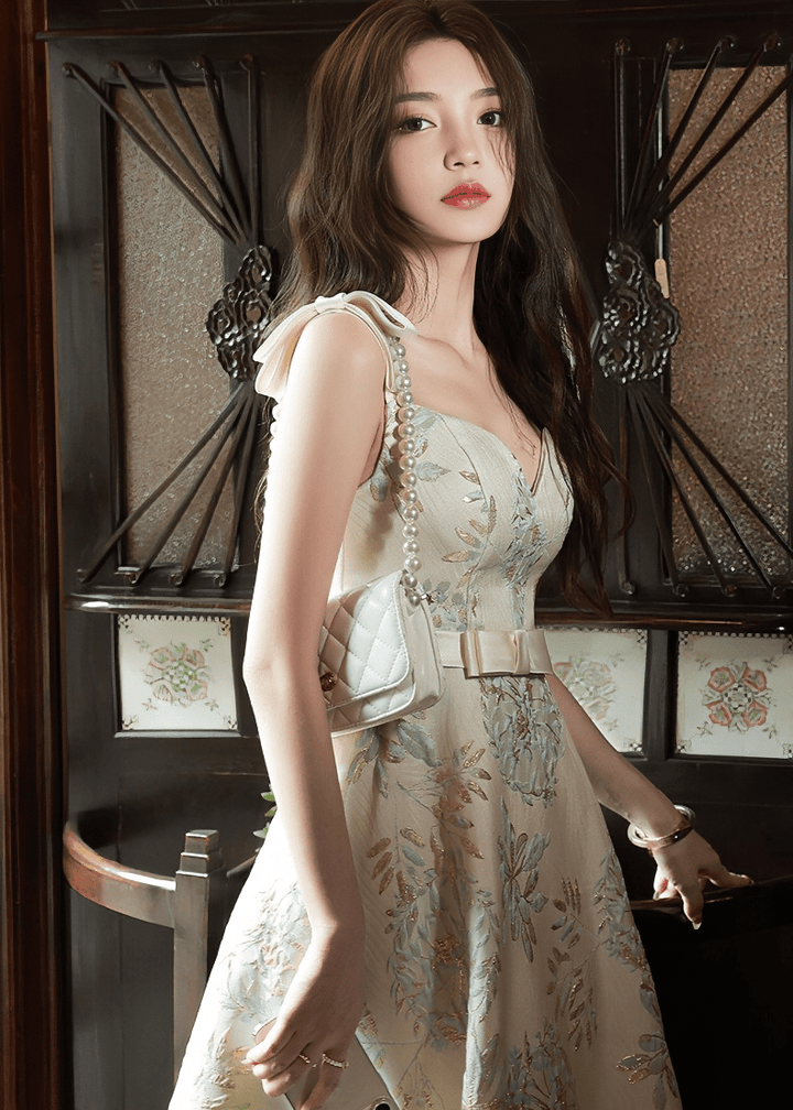 グリッターラインホルターマーメイドドレス - Vera Lumina