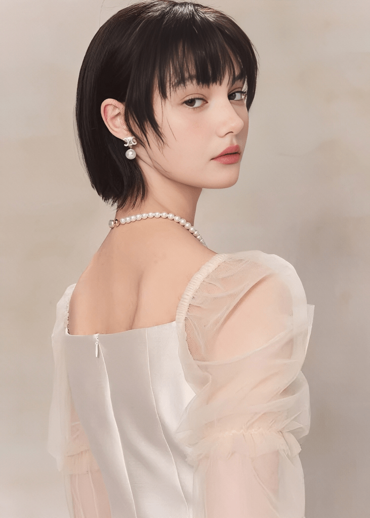 チュールスリーブコルセットミニドレス - Vera Lumina