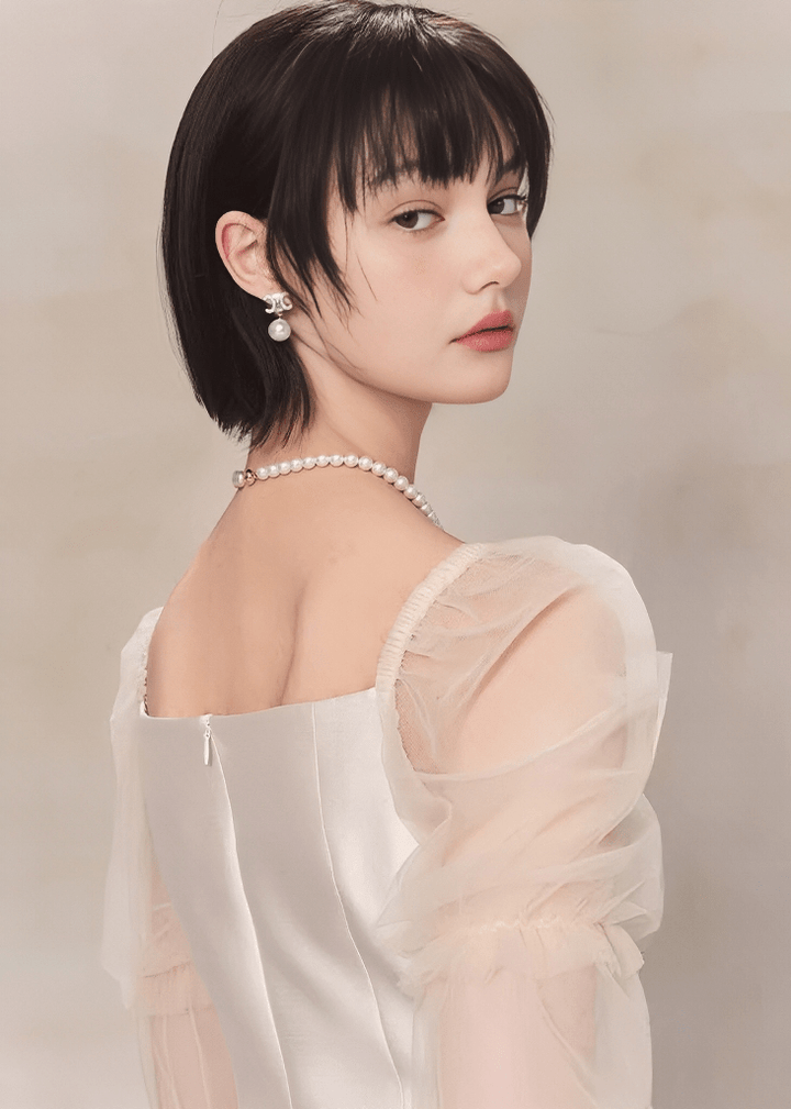 チュールスリーブコルセットミニドレス - Vera Lumina