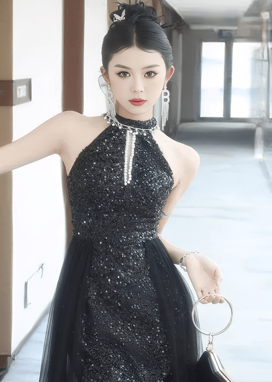 スクエアネックビジューパフマーメイドドレス - Vera Lumina