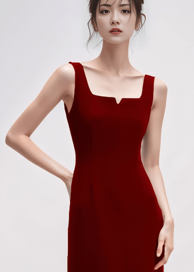 ノッチネックフロントスリットタイトドレス - Vera Lumina