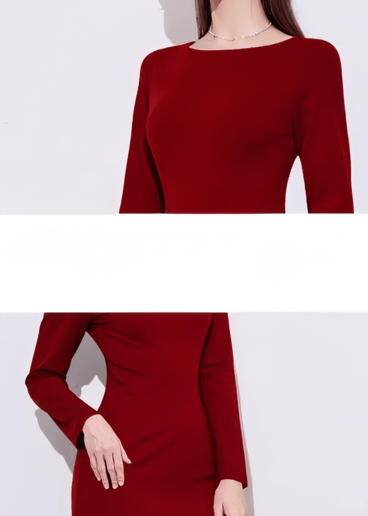 ボートネックヘムフリルマーメイドドレス - Vera Lumina