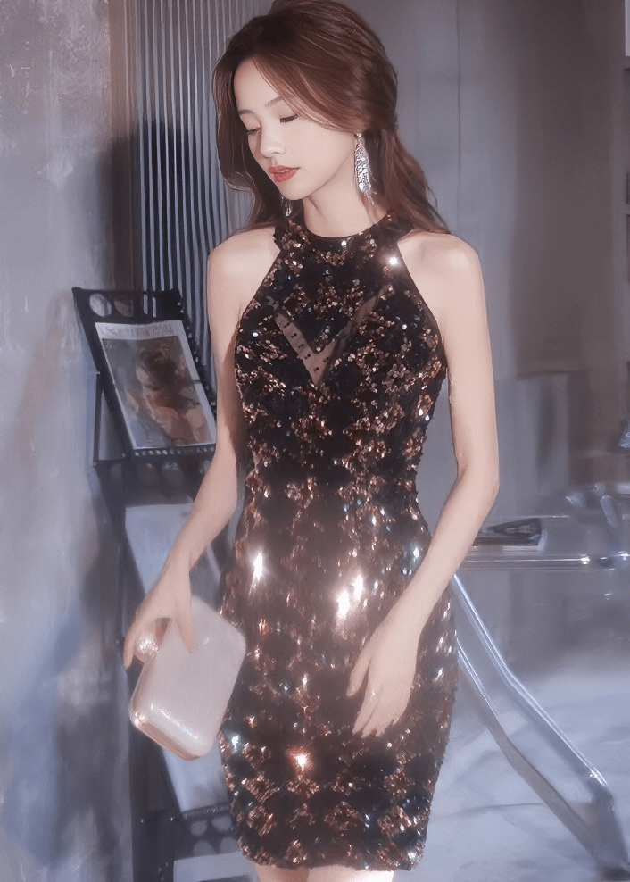 フラワービジューシアーネックフレアドレス - Vera Lumina